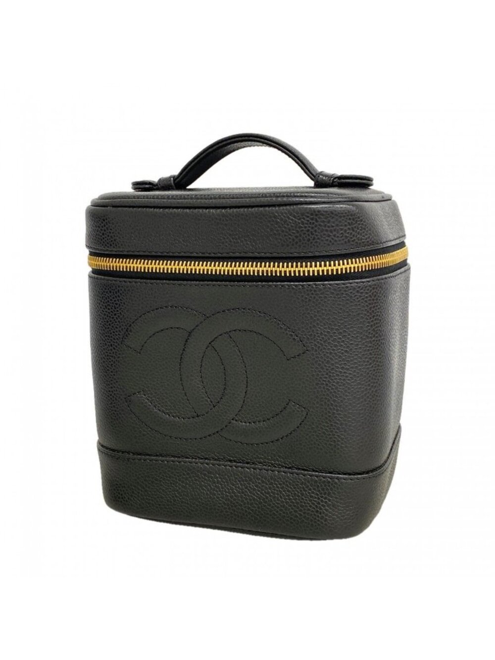 Chanel Vanity Bag Caviar Leather Black Gold